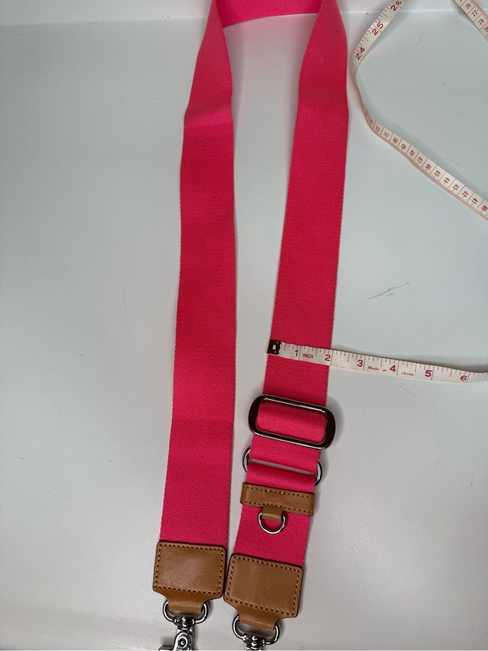 MZ Wallace Hot Pink Adjustable Strap with Tan Leather Accents - Picture 3 of 6